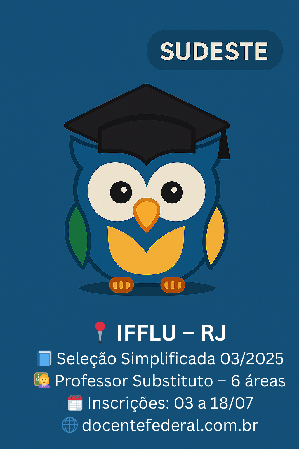 Card da vaga do IFFluminense para professor substituto, com inscrições abertas em julho de 2025