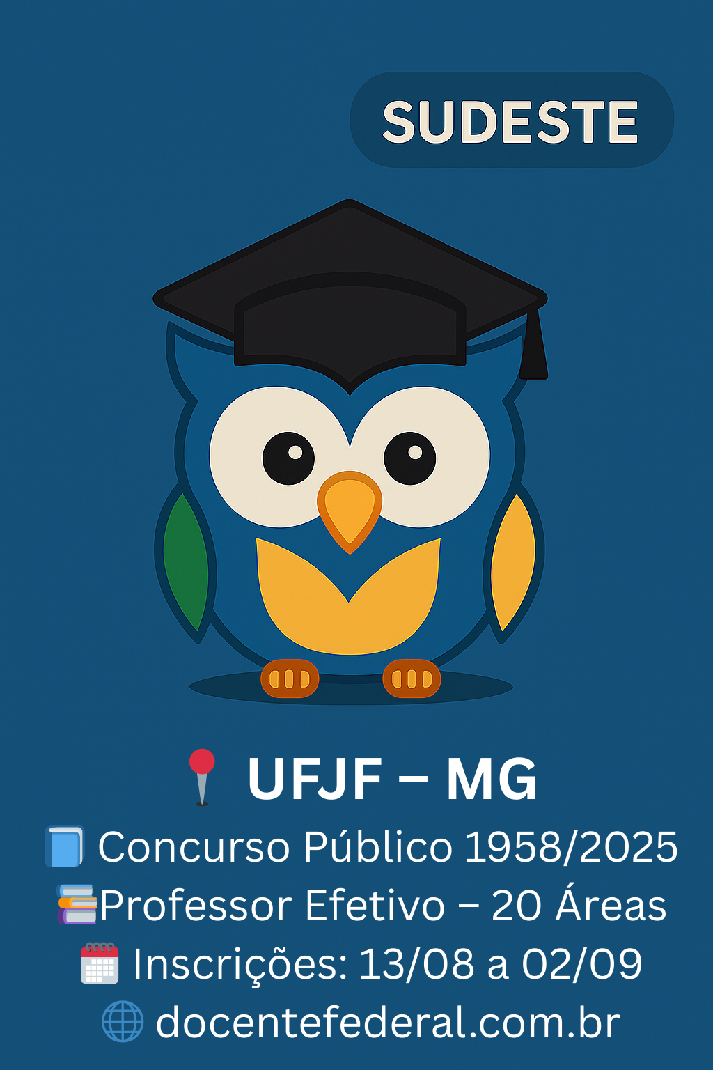 Concurso público docente da UFJF, inscrições 13/08 a 02/09/2025, Edital nº 51/2025, com vagas nos campi de Juiz de Fora e Governador Valadares.
