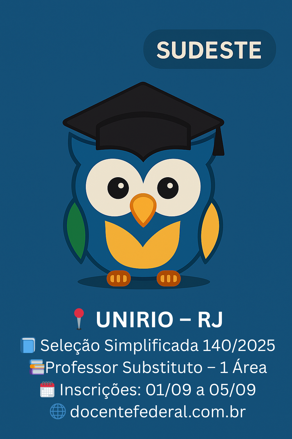 Processo Seletivo Simplificado da UNIRIO 2025 para Professor Substituto (40h) em Educação Especial, Educação e Saúde, Deficiência e Família; inscrições de 01 a 05 de setembro de 2025.