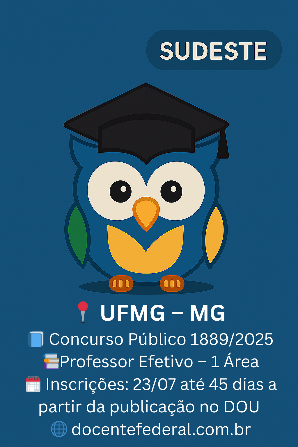 Concurso público UFMG 2025 na Escola de Ciência da Informação para Professor Assistente, 40h/DE, área Teoria e Práticas da Biblioteconomia.