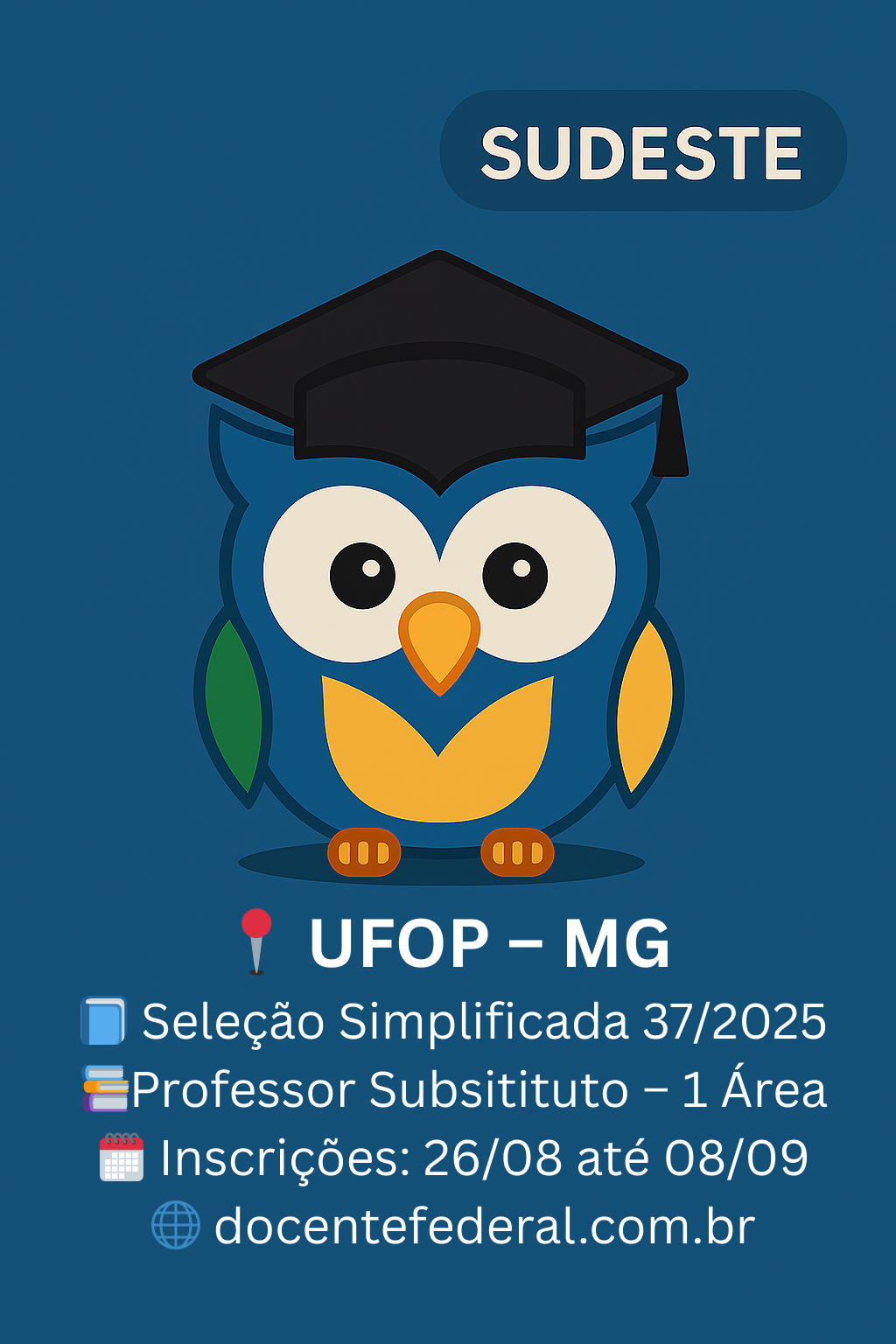 Processo Seletivo Simplificado da UFOP para Professor Substituto em Macroeconomia (DEECO), 40 horas, inscrições de 26 de agosto a 8 de setembro de 2025 por e-mail, remuneração conforme titulação.