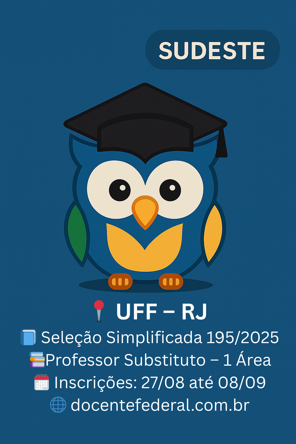Processo Seletivo Simplificado UFF 2025 para Professor Substituto em Planejamento e Projeto do Espaço Urbano, 40h, com inscrições de 27 de agosto a 8 de setembro de 2025.
