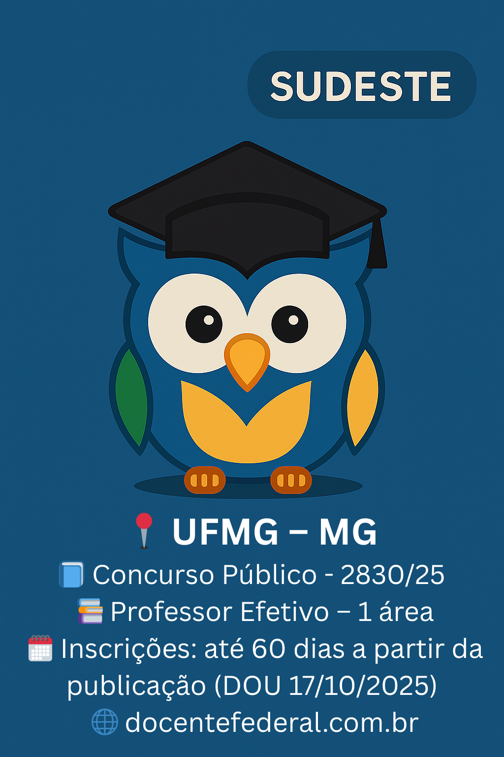 Concurso UFMG 2025 – Professor Assistente em Cirurgia de Pequenos Animais – Edital 2830/2025