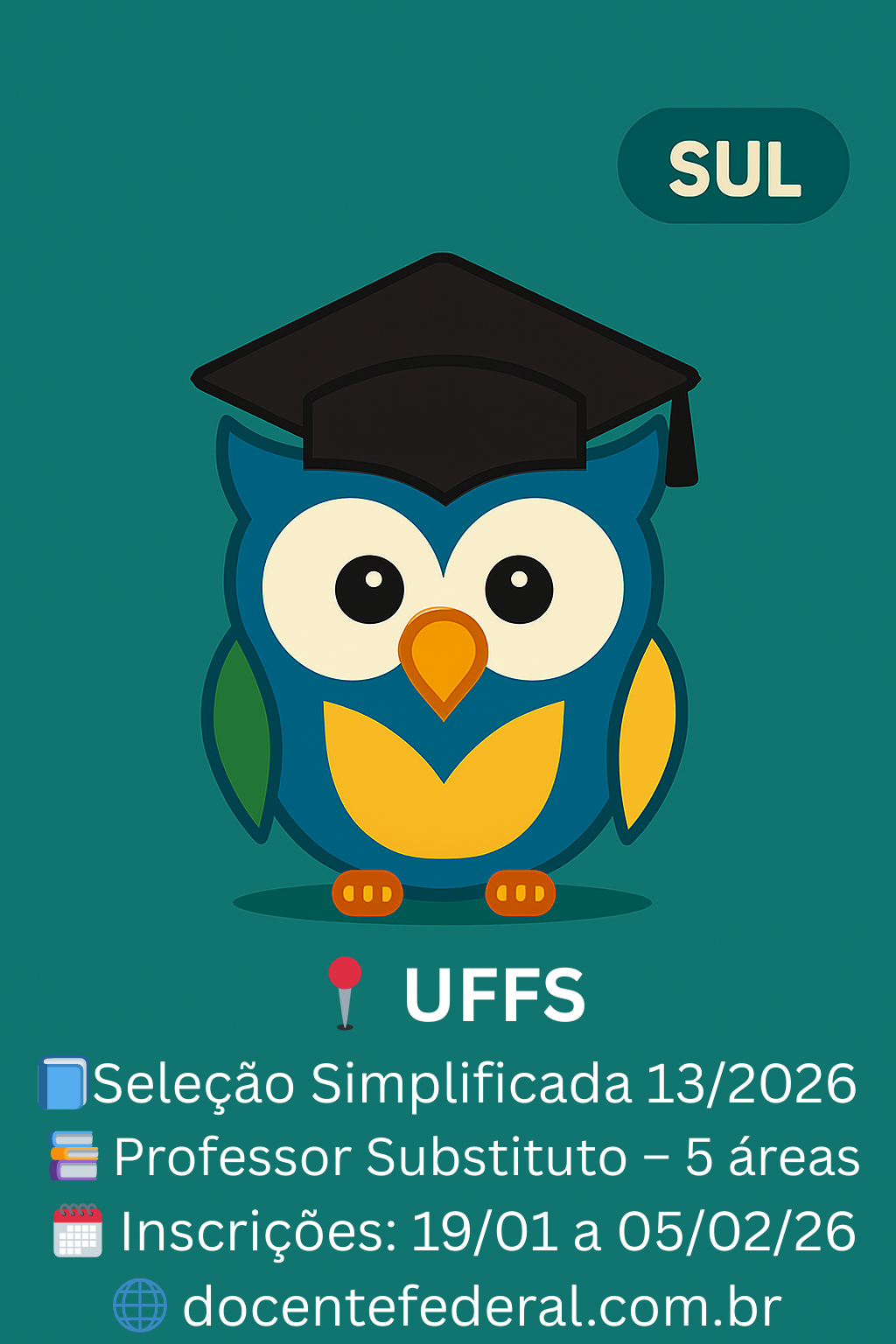 UFFS abre processo seletivo para Professor Substituto em Erechim — Edital nº 13/GR/UFFS/2026 UFFS — Professor Substituto (Erechim) — Edital nº 13/GR/UFFS/2026