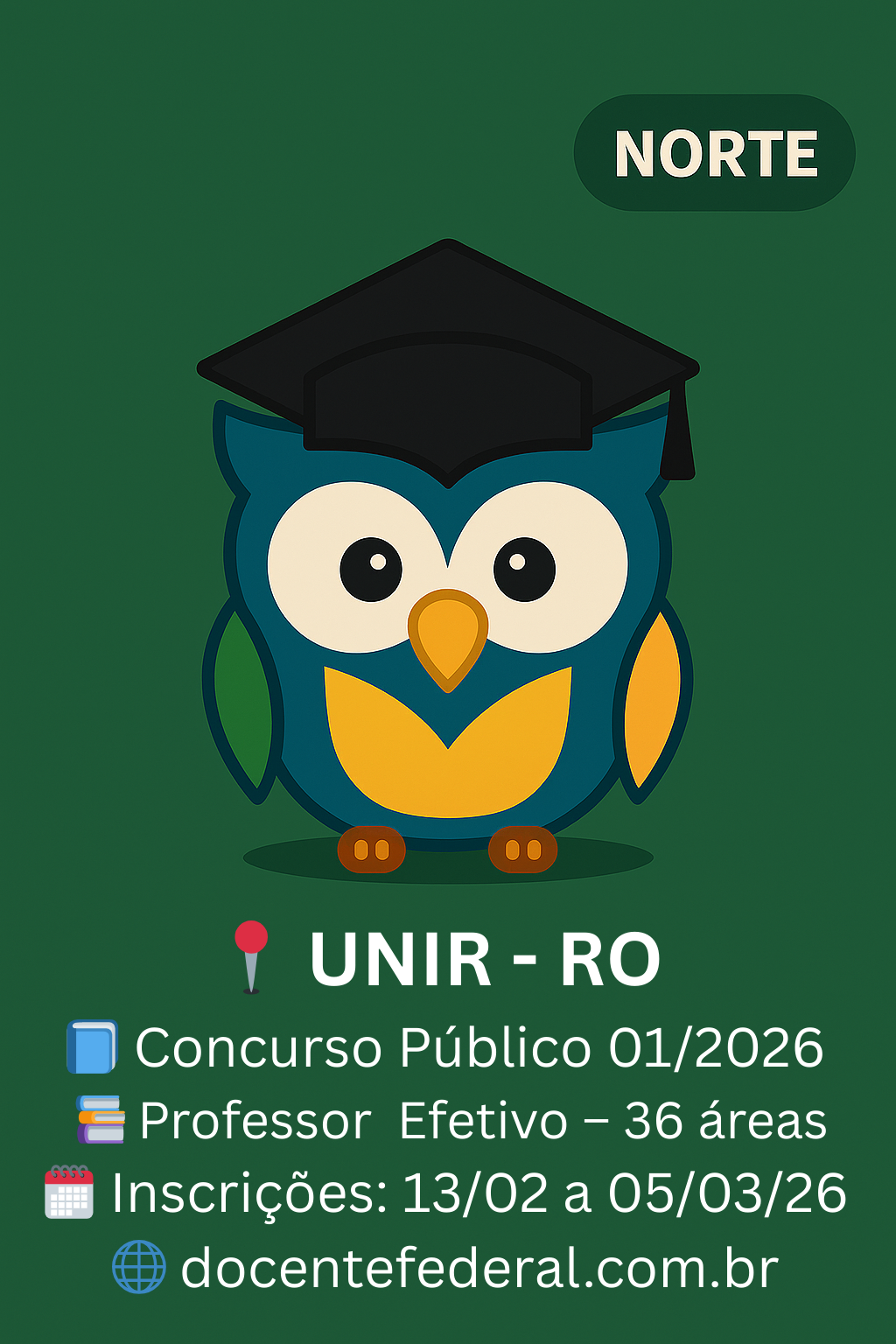 UNIR abre concurso com 47 vagas para Professor