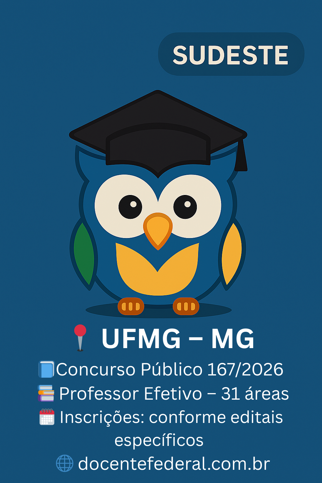 Concurso público docente da UFMG com 34 vagas – Edital nº 167/2026