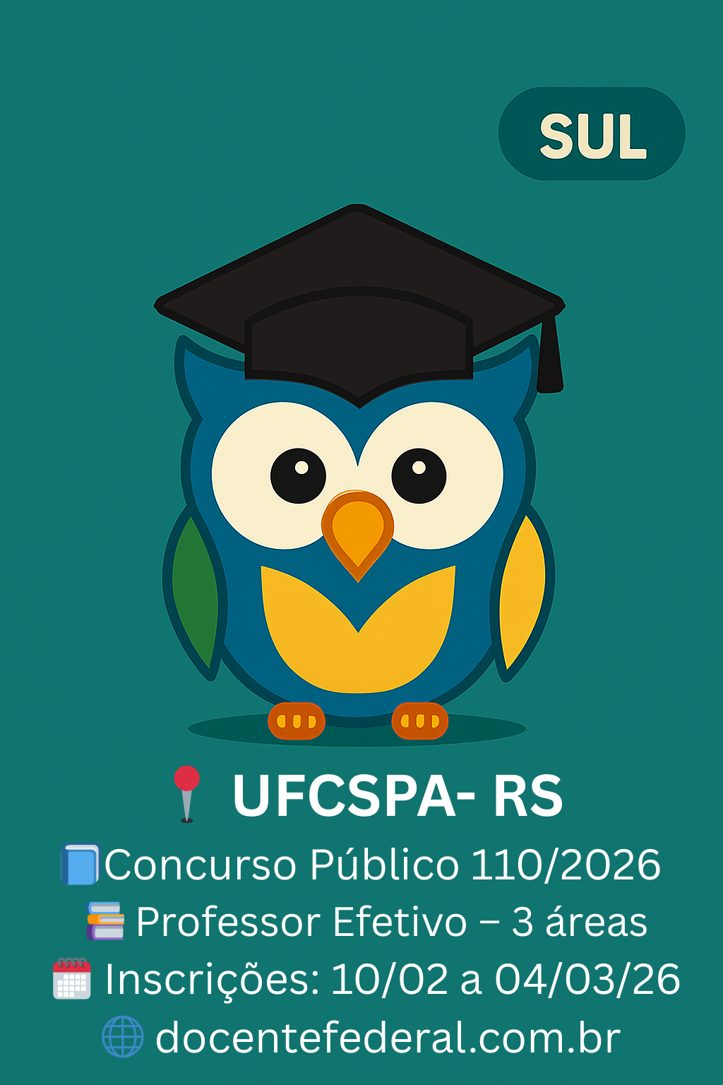 UFCSPA abre concurso docente — Edital nº 110/2026