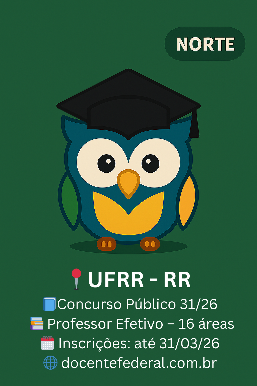 UFRR abre concurso público para professor efetivo edital 31 2026