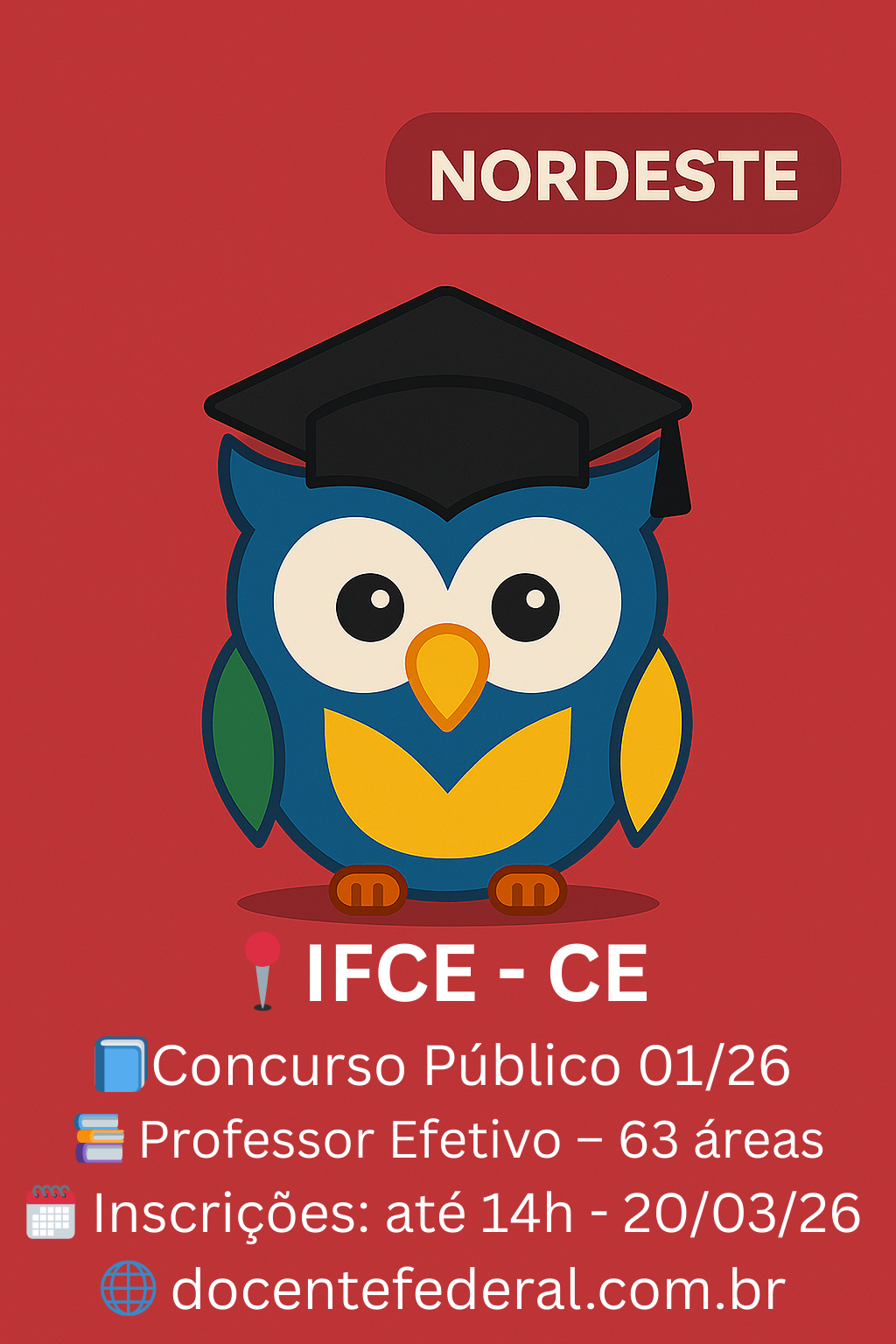 Concurso IFCE 2026: 169 vagas para Professor EBTT — Edital 01/2026