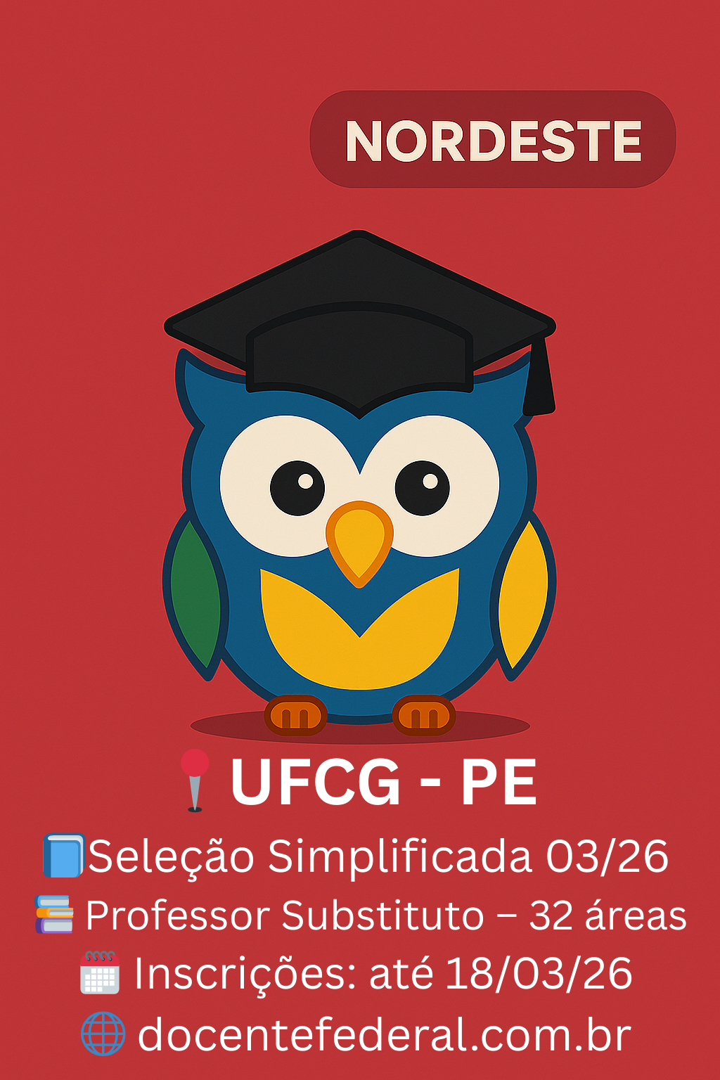 UFCG abre vagas para professor substituto em diversas áreas — Edital 03 2026