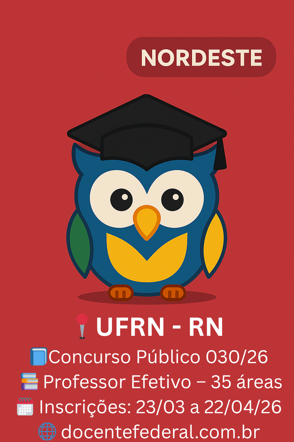 UFRN abre concurso público para professor efetivo edital 030 2026