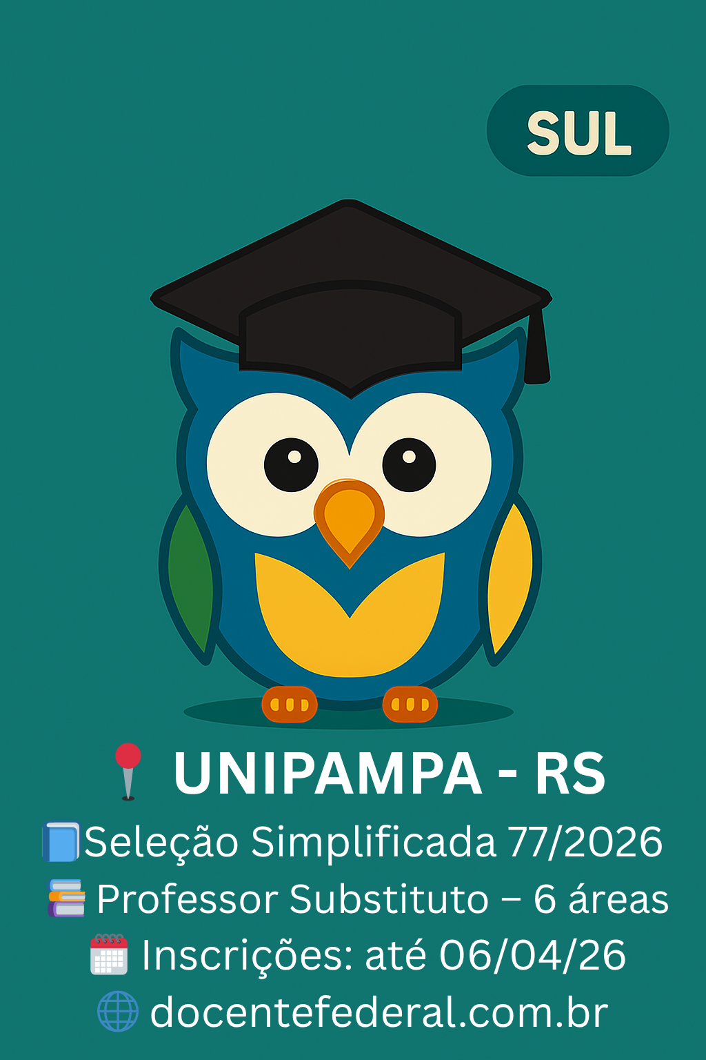 UNIPAMPA abre processo seletivo simplificado para professor substituto edital 77 2026