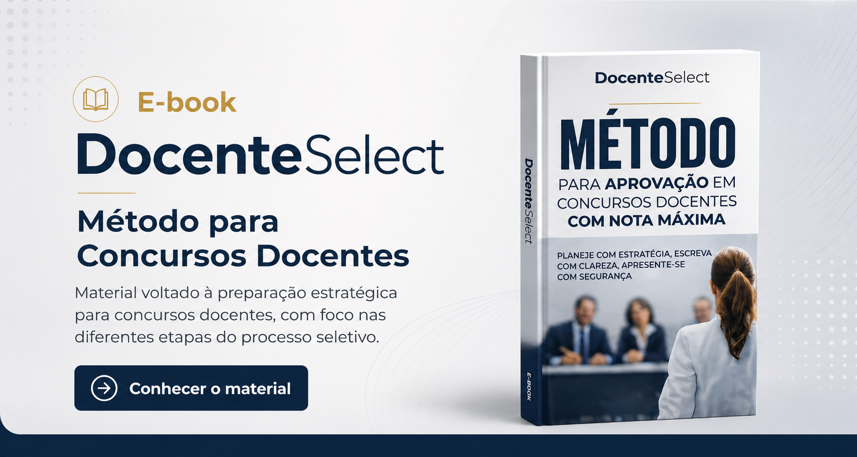 Banner do e-book DocenteSelect com método para concursos docentes