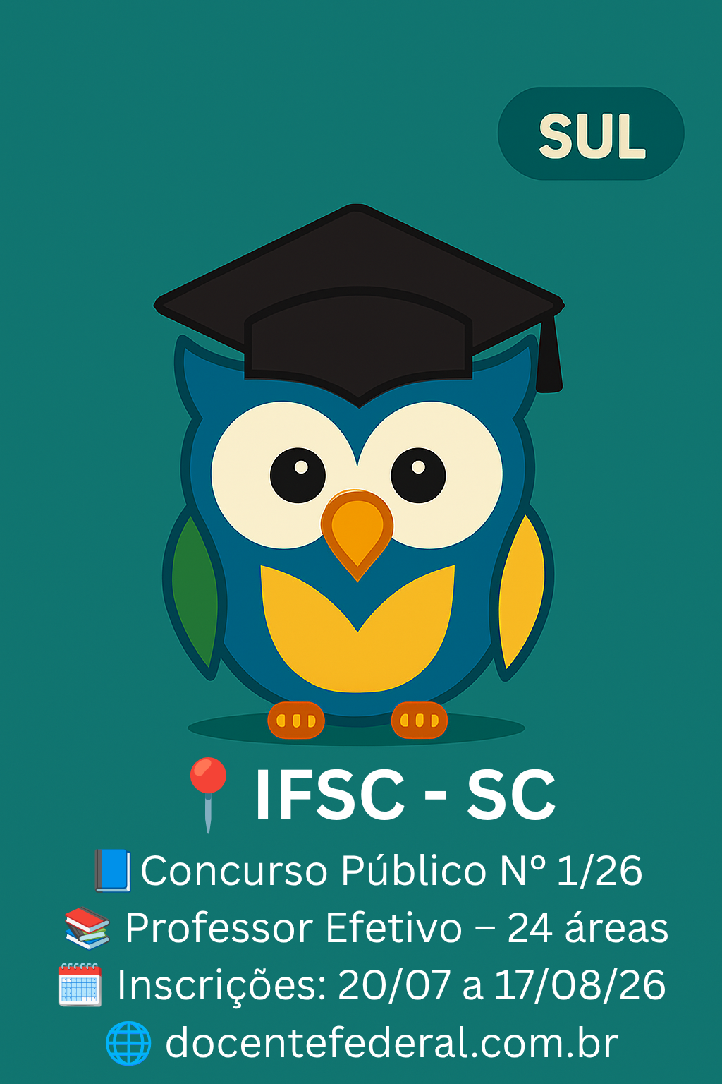 IFSC abre concurso público para Professor EBTT com 46 vagas
