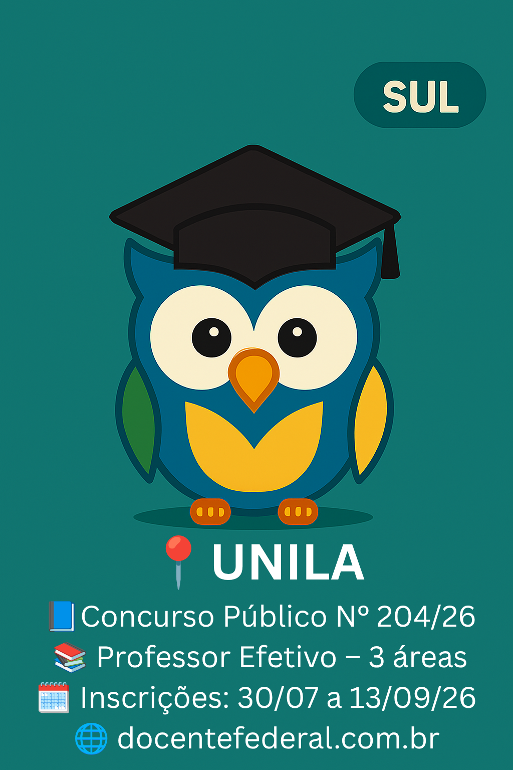 UNILA abre concurso público para Professor do Magistério Superior.
