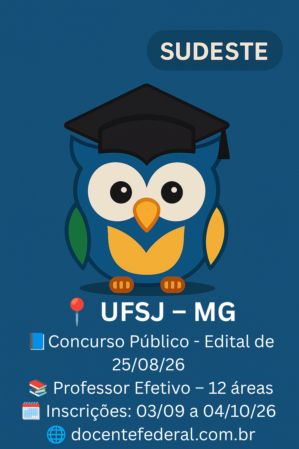 UFSJ abre concurso público para Professor do Magistério Superior com 12 vagas.
