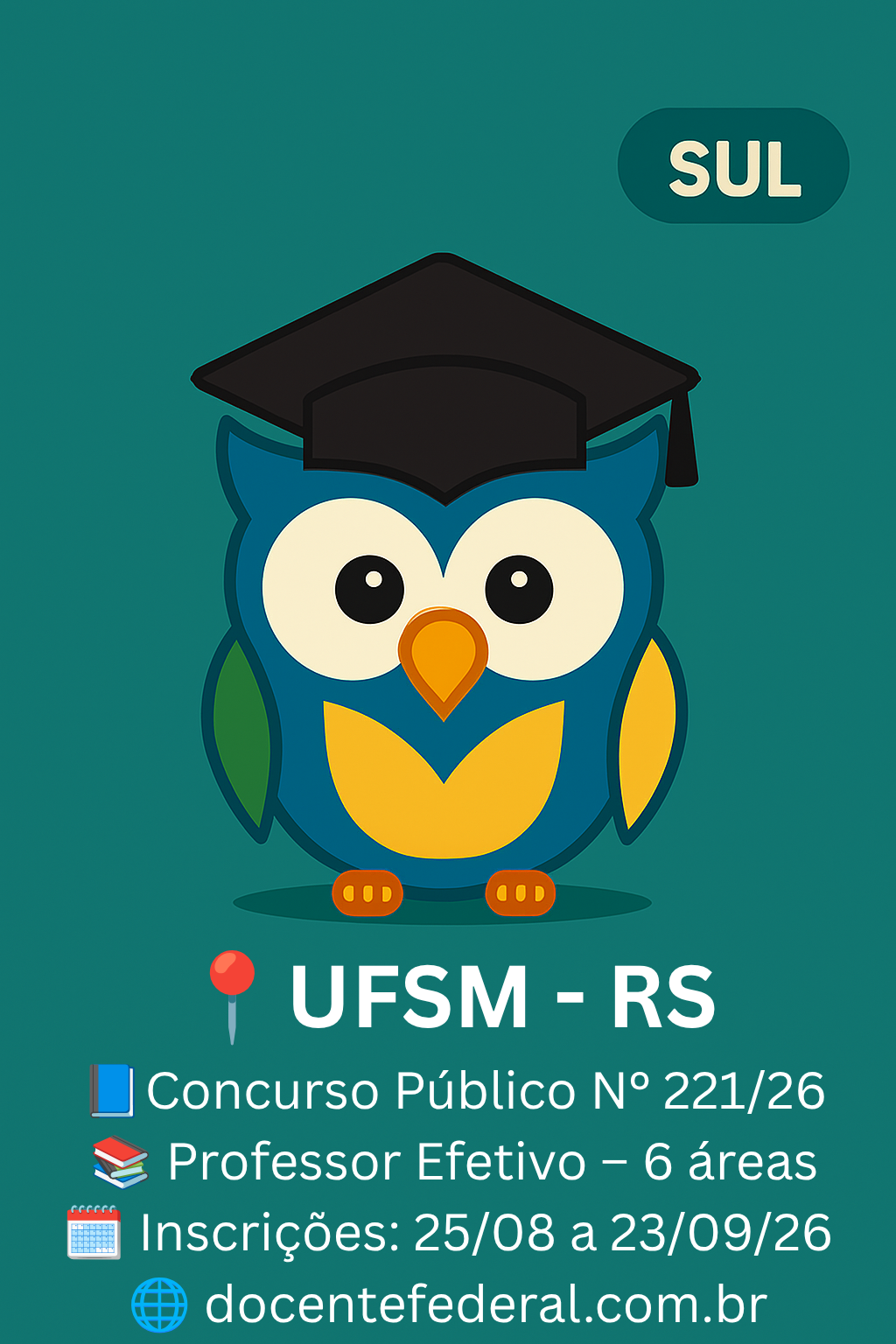 UFSM abre concurso público para Professor do Magistério Superior com 9 vagas.