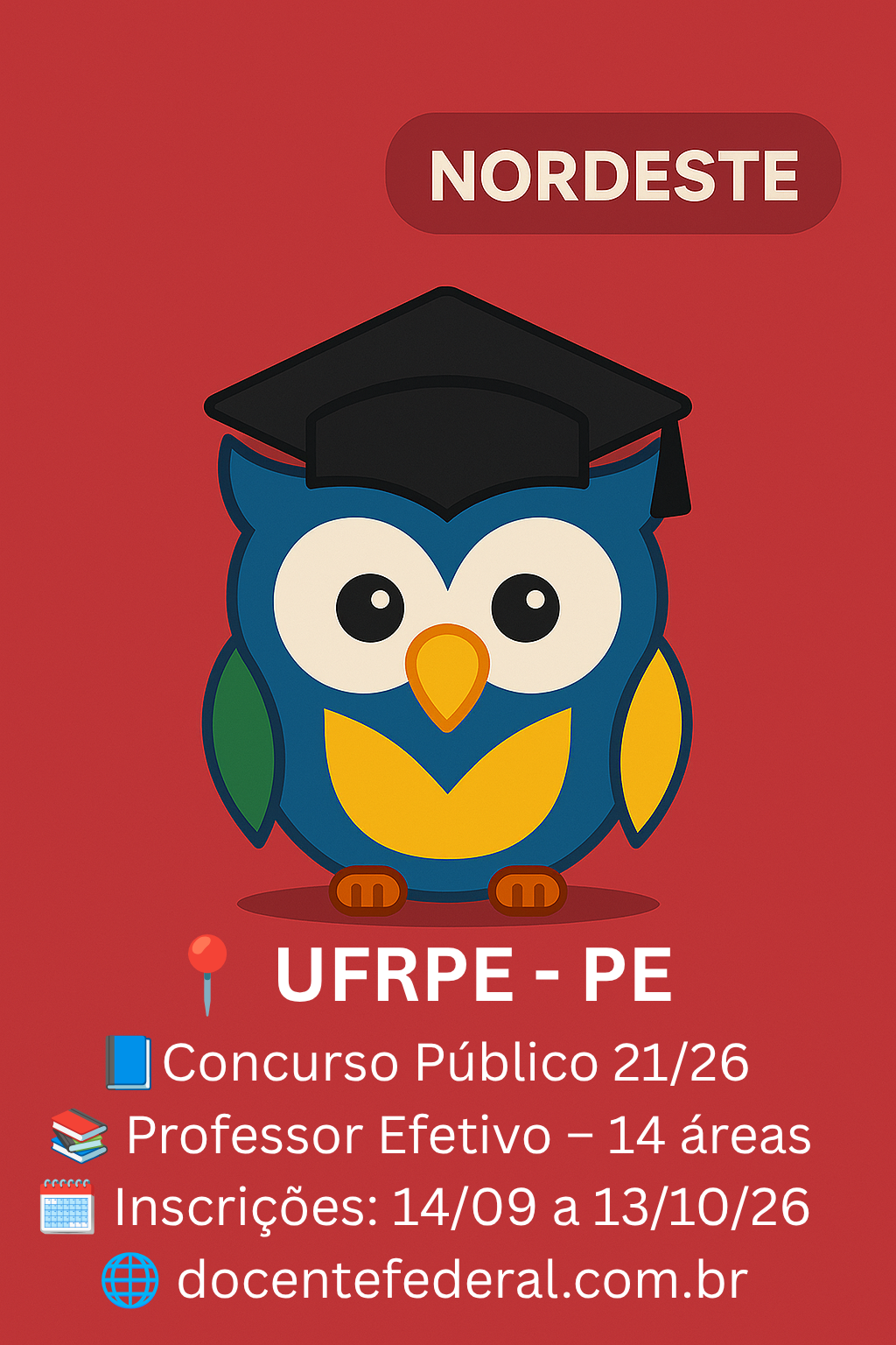 UFRPE abre concurso para Professor do Magistério Superior com 14 vagas.