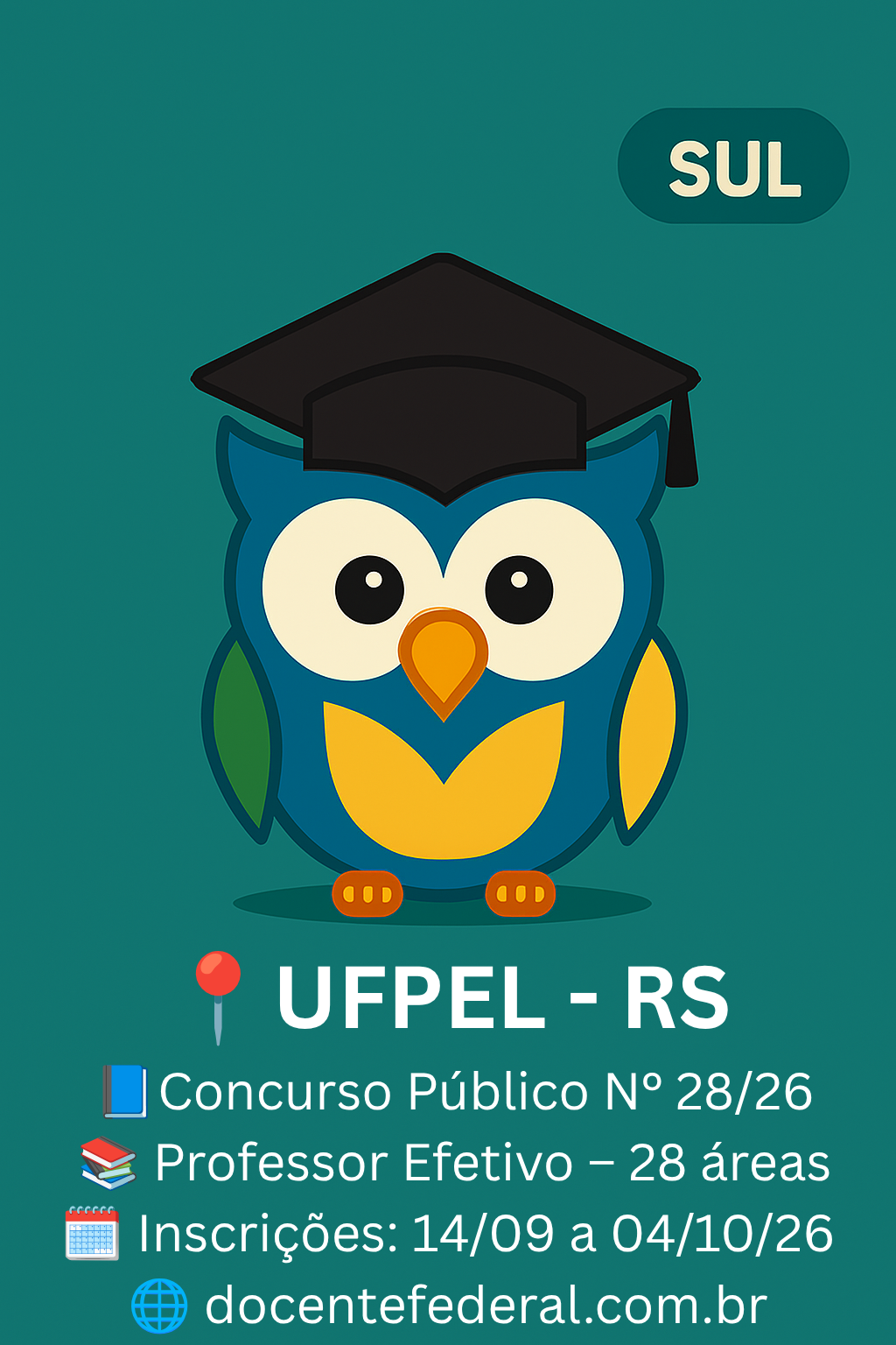 UFPel abre concurso para Professor do Magistério Superior com 32 vagas.