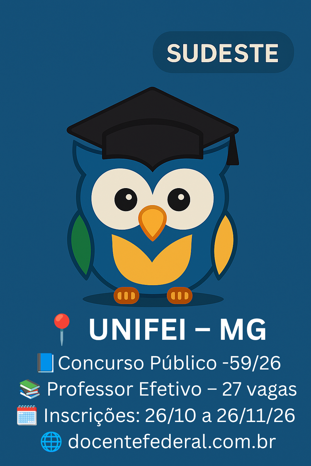 UNIFEI abre concurso público para Professor do Magistério Superior com 27 vagas em Minas Gerais.